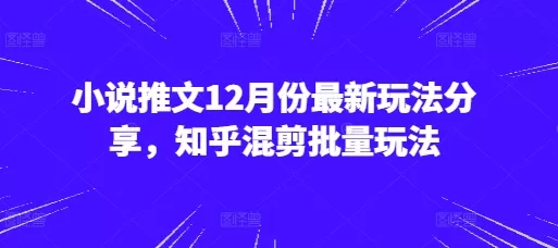 小说推文12月份新的玩法分享，知乎混剪批量玩法-颜夕资源网-第18张图片