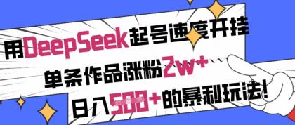 用DeepSeek养号速率开外挂，一条著作增粉2w ，日入5张 的赚钱游戏玩法-颜夕资源网-第18张图片