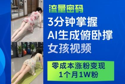 3分钟掌握AI生成俯卧撑女孩视频，零成本涨粉变现，1个月1W粉-颜夕资源网-第18张图片