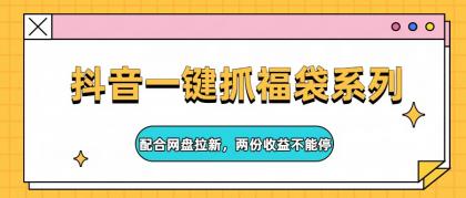 抖音一键抓福袋系列，配合网盘拉新，两份收益不能停